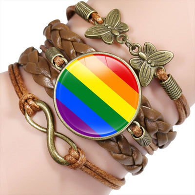 LGBT Rainbow Pride Leather Bracelet Valentine's Day Gift