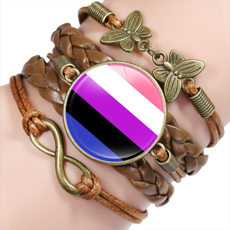 LGBT Rainbow Pride Leather Bracelet Valentine&