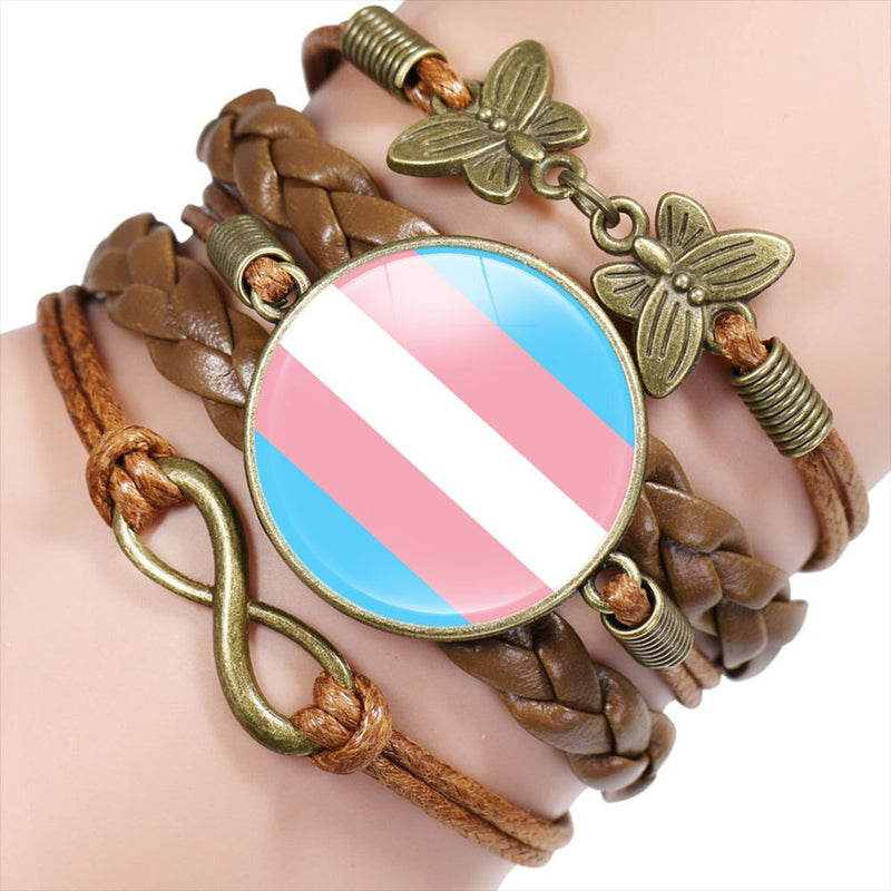 LGBT Rainbow Pride Leather Bracelet Valentine&