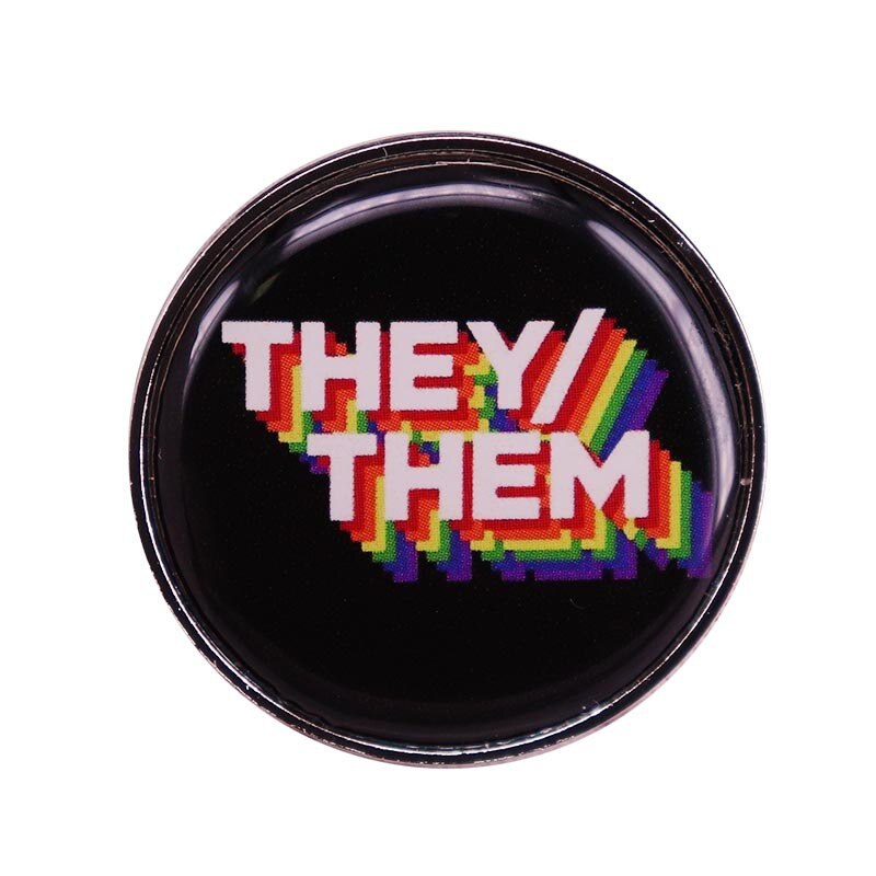 LGBT Rainbow Pride Pronouns Pin They/Them Badge Brooch