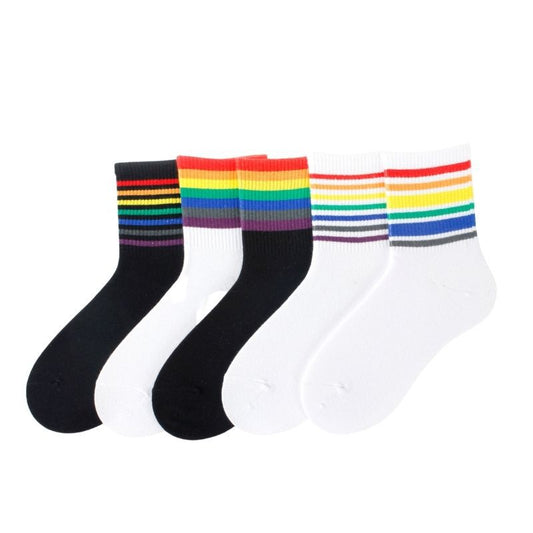 LGBT Pride Rainbow Strip Socks All-match Style Sockings