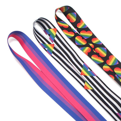 LGBT Rainbow Phone Cord Anti-fall Polyester Webbing Accessories For Work ID Badge Camera
