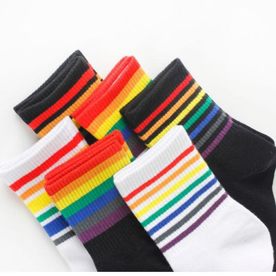 LGBT Pride Rainbow Strip Socks All-match Style Sockings