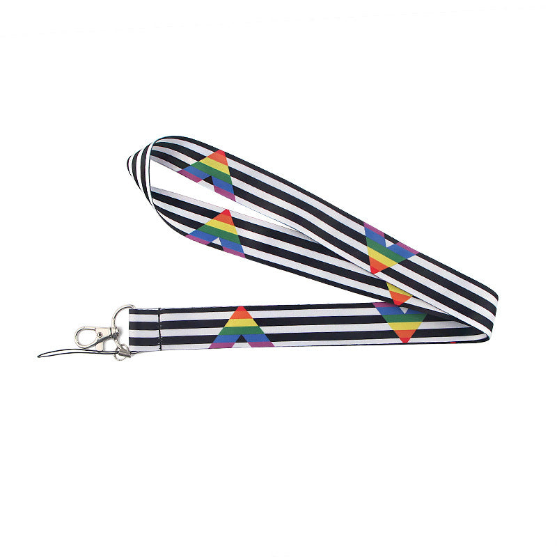 LGBT Rainbow Phone Cord Anti-fall Polyester Webbing Accessories For Work ID Badge Camera