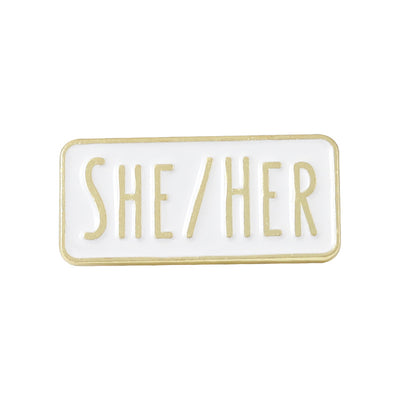 LGBT Pride Pronouns Pin Rectangle Metal Brooch Come-out Pin
