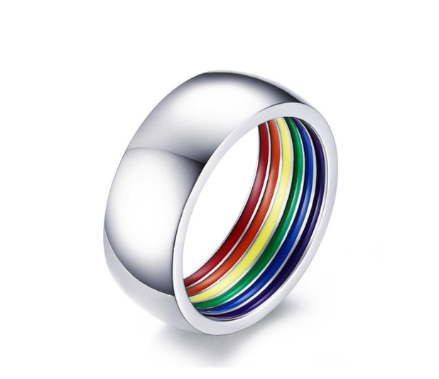 LGBT Pride Stainless Steel Rainbow Ring Valentine&