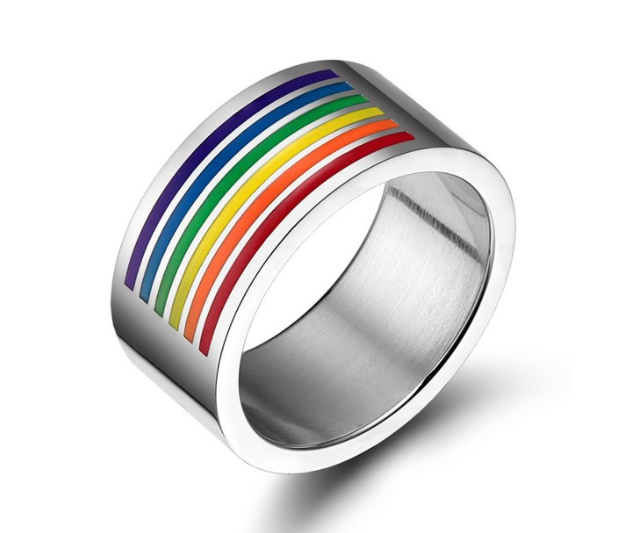 LGBT Pride Stainless Steel Rainbow Ring Valentine&