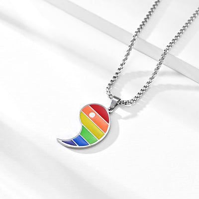 LGBT Rainbow Pride Stainless Steel Yin And Yang Necklaces Valentine's Day Gift