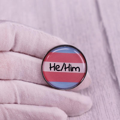 LGBT Rainbow Pride Badge Transgender Metal Pin Pronouns He/Him Valentine's Day Gift