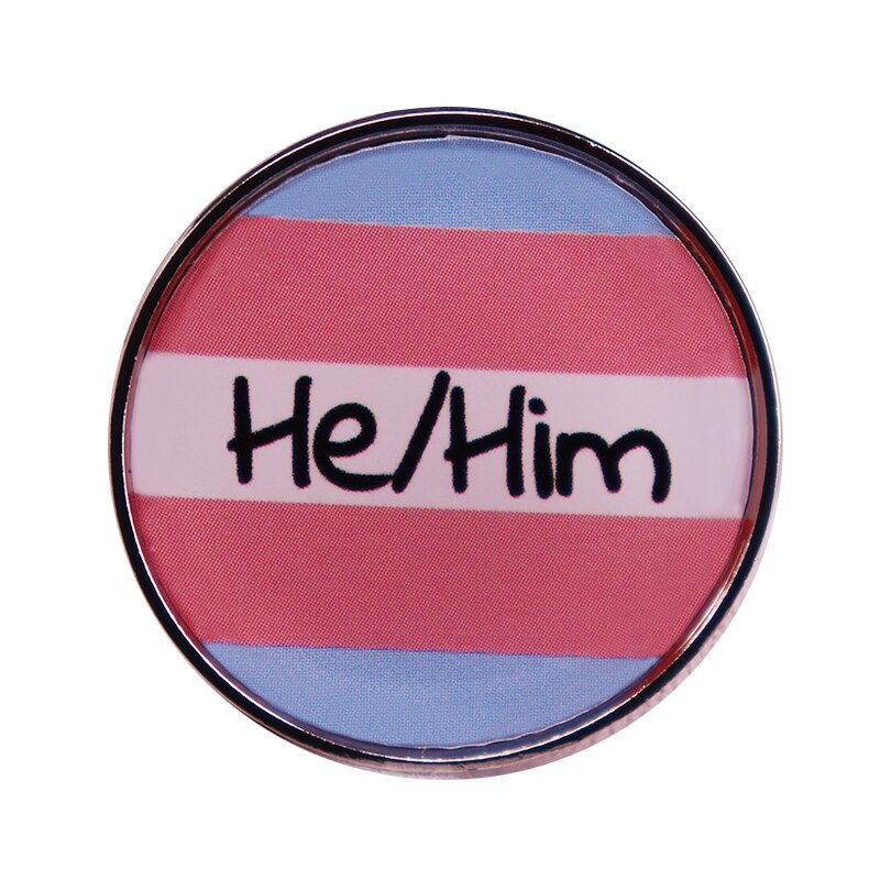 LGBT Rainbow Pride Badge Transgender Metal Pin Pronouns He/Him Valentine&