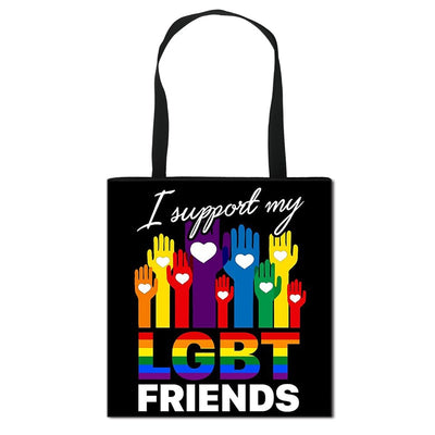 LGBT Pride Love Is Love Shoulder Bag Love Wins Handbag Canvas Shopping Bags Travel Bag Casual Tote