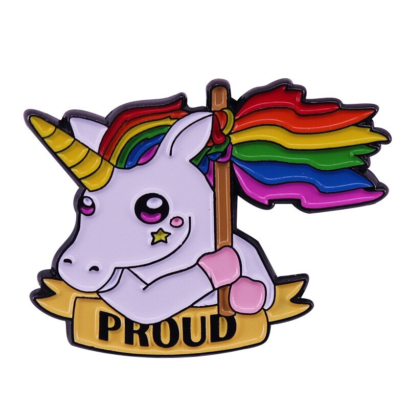 LGBT Rainbow Pride Badge Metal Unicorn Lapel Pins Valentine&