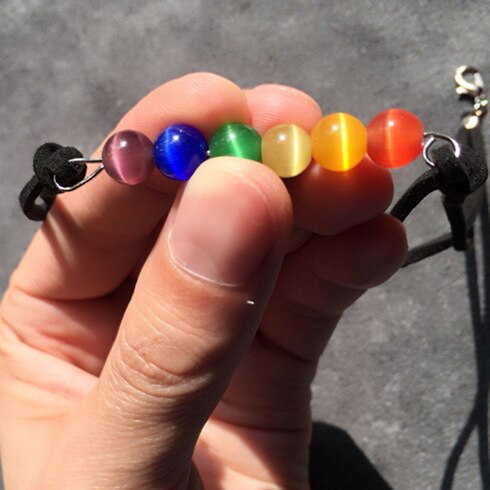 LGBT Rainbow Pride Adjustable Opal Choker Necklaces Valentine&