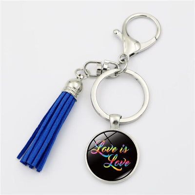 LGBT Rainbow Pride Metal Key Chains With Tassel Pendant