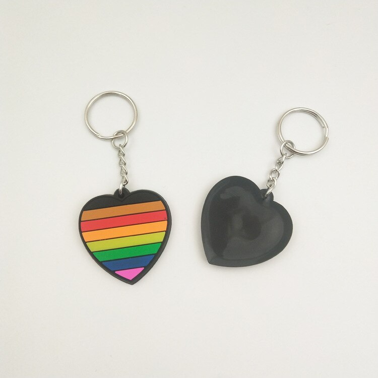 LGBT Rainbow Pride PVC Heart Shape Key Chain Holiday Gift
