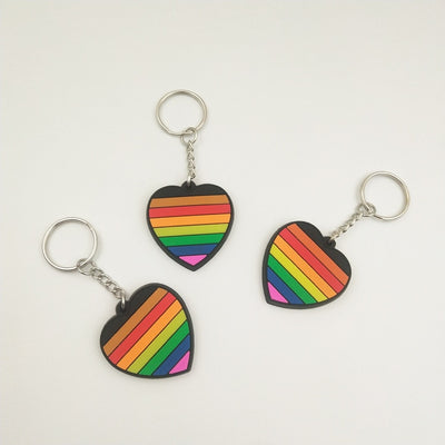 LGBT Rainbow Pride PVC Heart Shape Key Chain Holiday Gift