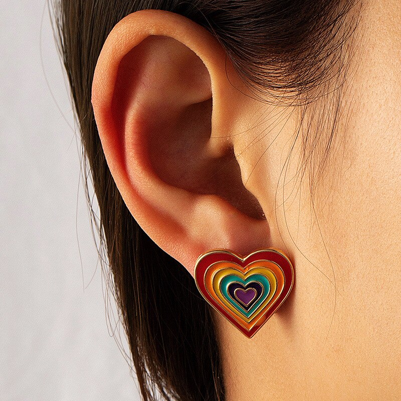 LGBT Rainbow Love Ear Studs Valentine&
