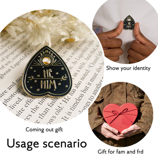 LGBT Pride Pronouns Pin Heart-shaped Metal Brooch Come-out Pin