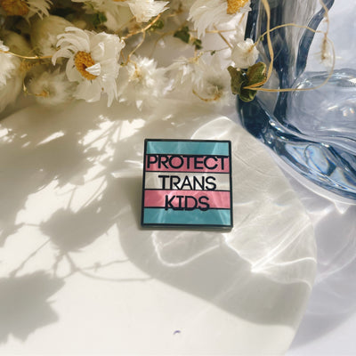 LGBT Pride Parade Transgender Pride Pronouns Pin PROTECT TRANS KIDS Brooch