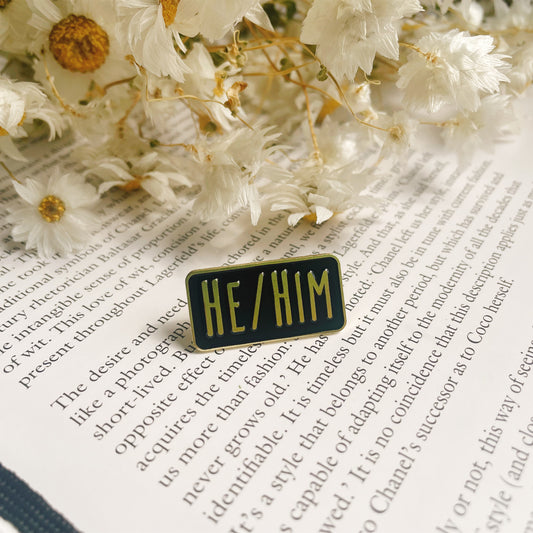 LGBT Pride Pronouns Pin Rectangle Metal Brooch Come-out Pin