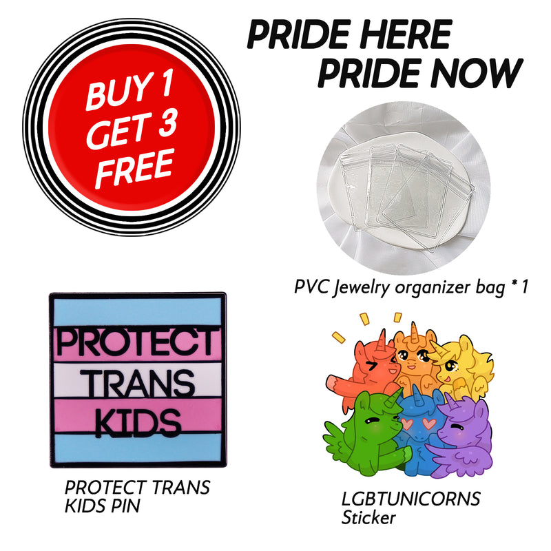 LGBT Pride Parade Transgender Pride Pronouns Pin PROTECT TRANS KIDS Brooch