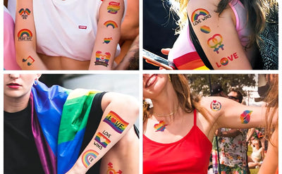 Rainbow Pride Temporary Tattoo Stickers 10 sheets per set
